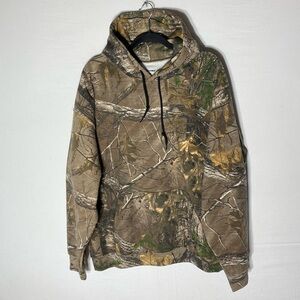 Realtree Brown Green Hard Woods Camo Camouflage Pullover Hoodie XL